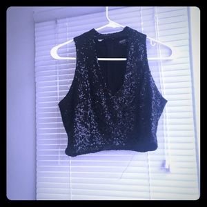 Black sparkling crop top